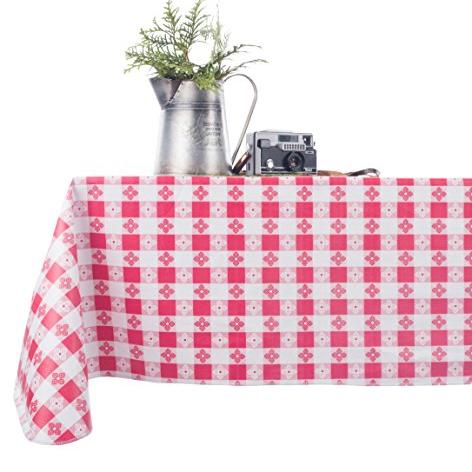 Checkered Vinyl Tablecloth with Flannel Backing for Restaurants, Picnics, Bistros, Indoor and Outdoor Dining