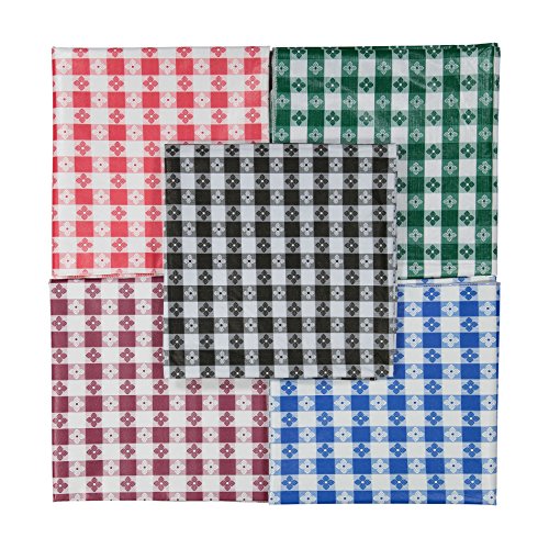 Checkered Vinyl Tablecloth with Flannel Backing for Restaurants, Picnics, Bistros, Indoor and Outdoor Dining