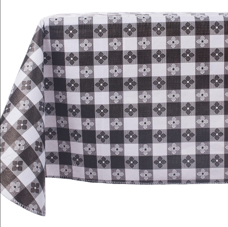 Checkered Vinyl Tablecloth with Flannel Backing for Restaurants, Picnics, Bistros, Indoor and Outdoor Dining