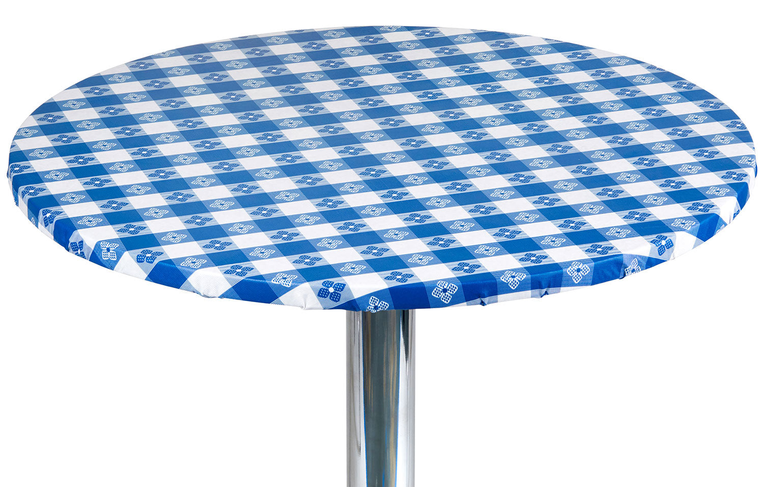 Checkered Vinyl Round Fitted Tablecloth with Flannel Backing for Restaurants, Picnics, Bistros, Indoor and Outdoor Dining