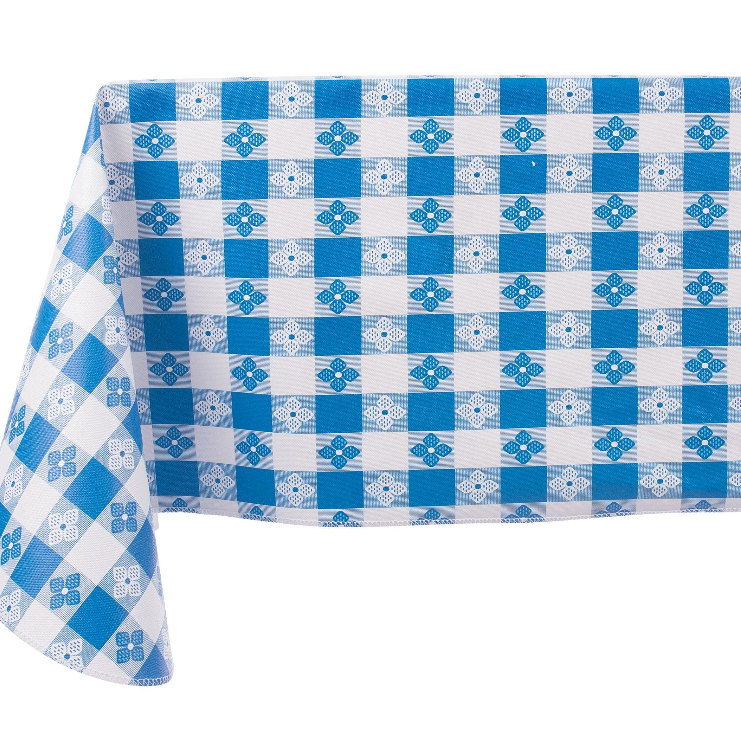 Checkered Vinyl Tablecloth with Flannel Backing for Restaurants, Picnics, Bistros, Indoor and Outdoor Dining