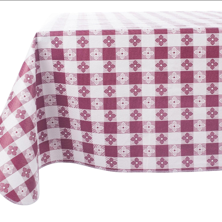 Checkered Vinyl Tablecloth with Flannel Backing for Restaurants, Picnics, Bistros, Indoor and Outdoor Dining