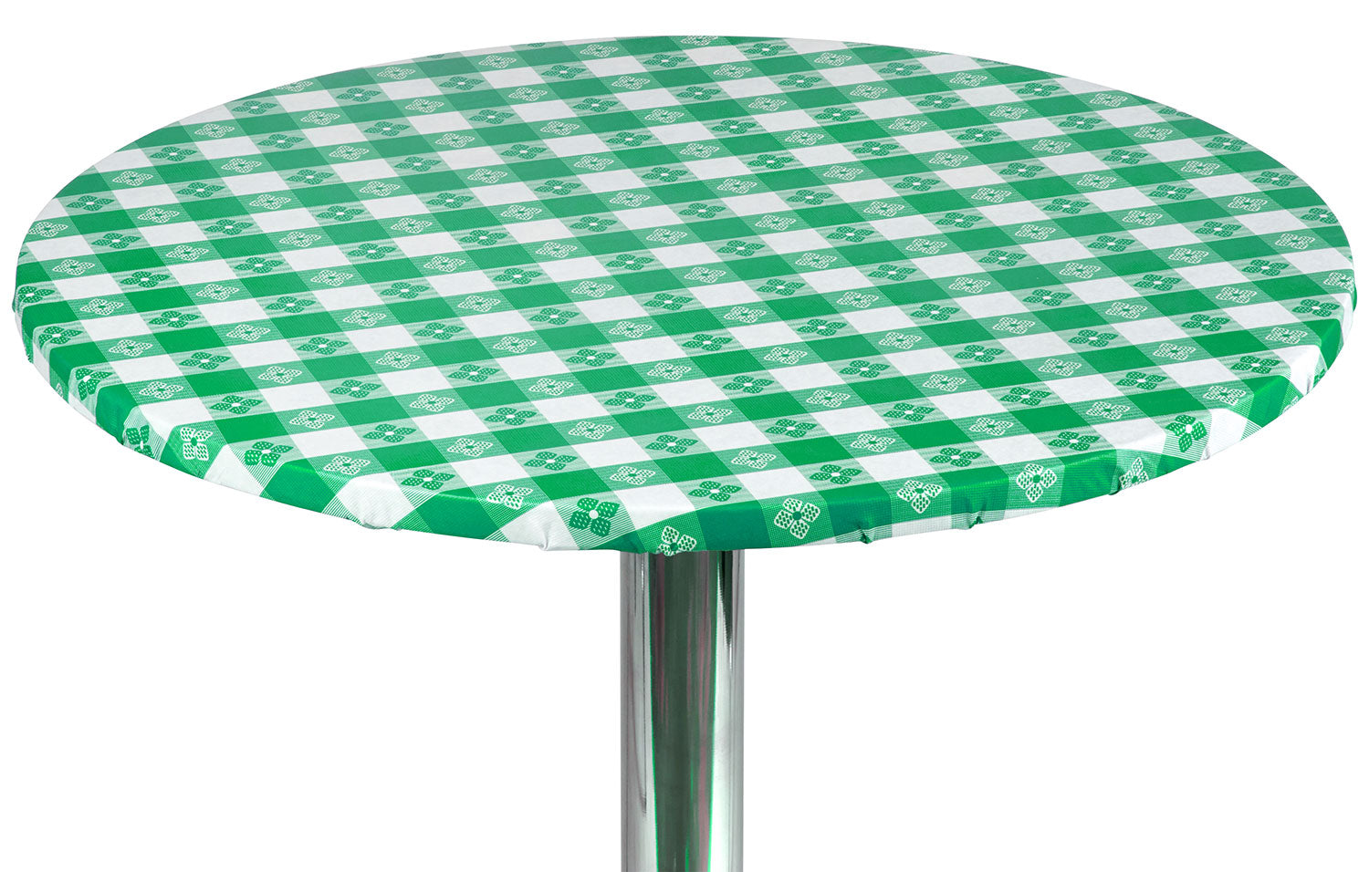 Checkered Vinyl Round Fitted Tablecloth with Flannel Backing for Restaurants, Picnics, Bistros, Indoor and Outdoor Dining