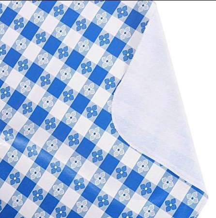 Checkered Vinyl Round Tablecloth with Flannel Backing for Restaurants, Picnics, Bistros, Indoor and Outdoor Dining