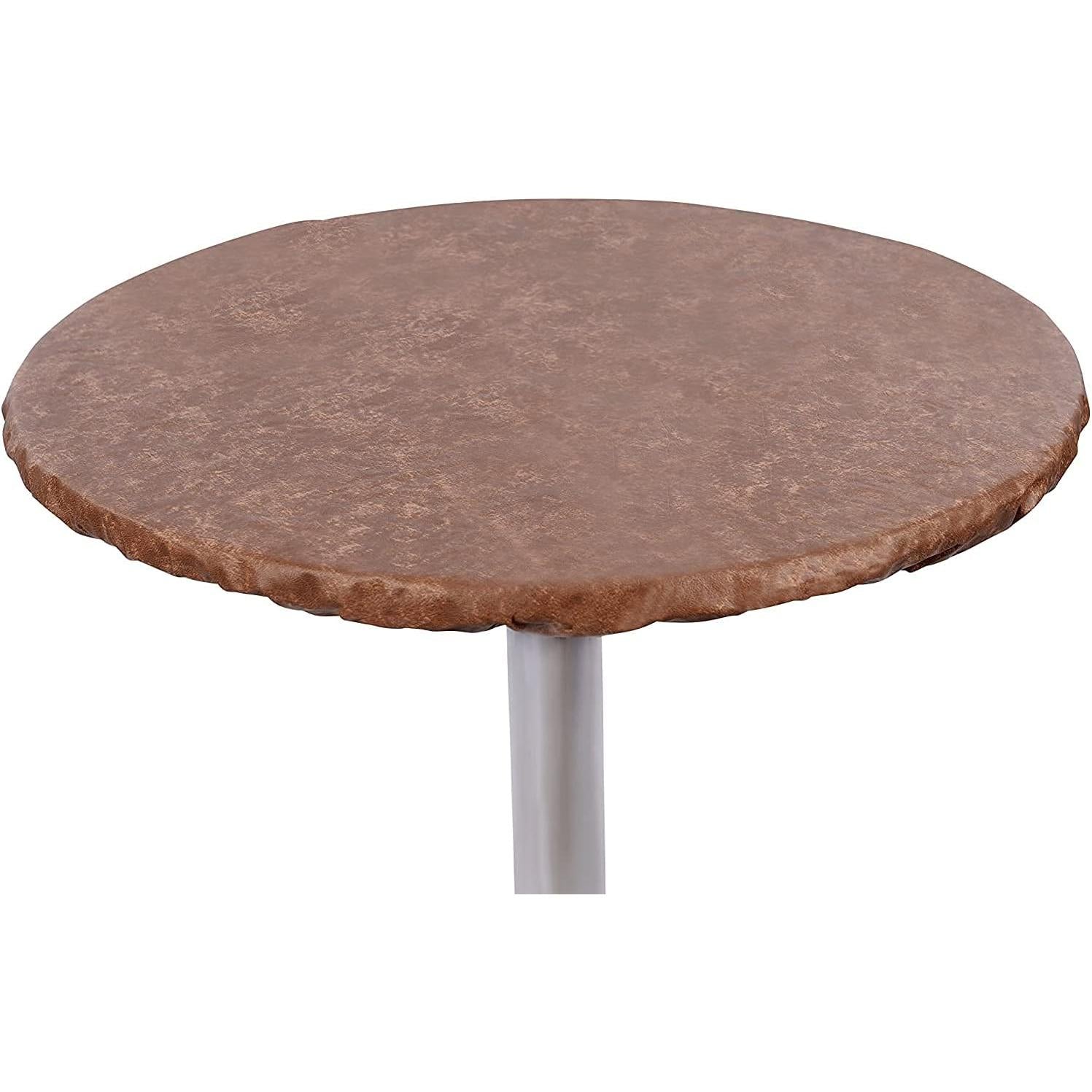 Heavy Duty Vinyl Round Fitted Tablecloth (Table Cover) with Flannel Backing Vibrant Colors Elasticized Tablecloth Great for Indoor and Outdoor Dining