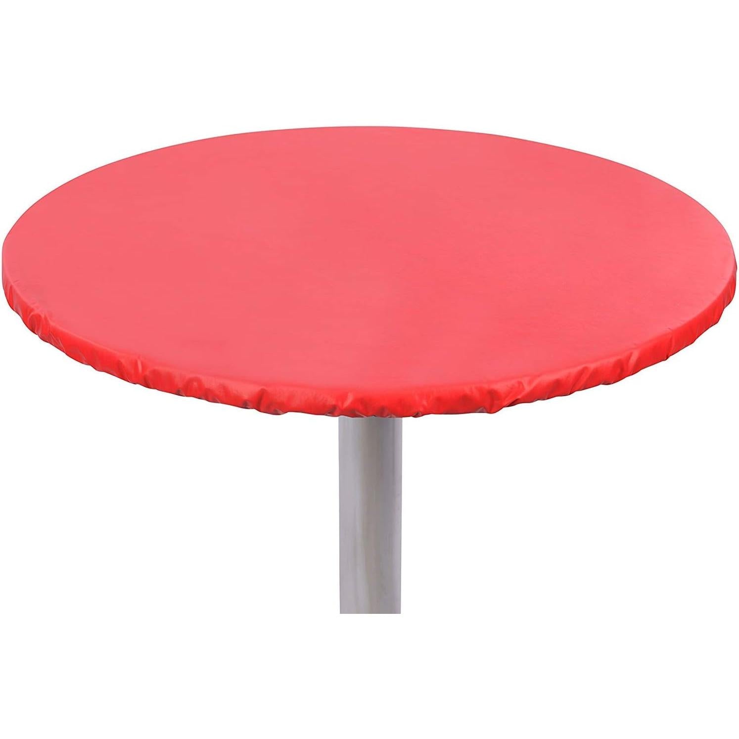 Heavy Duty Vinyl Round Fitted Tablecloth (Table Cover) with Flannel Backing Vibrant Colors Elasticized Tablecloth Great for Indoor and Outdoor Dining