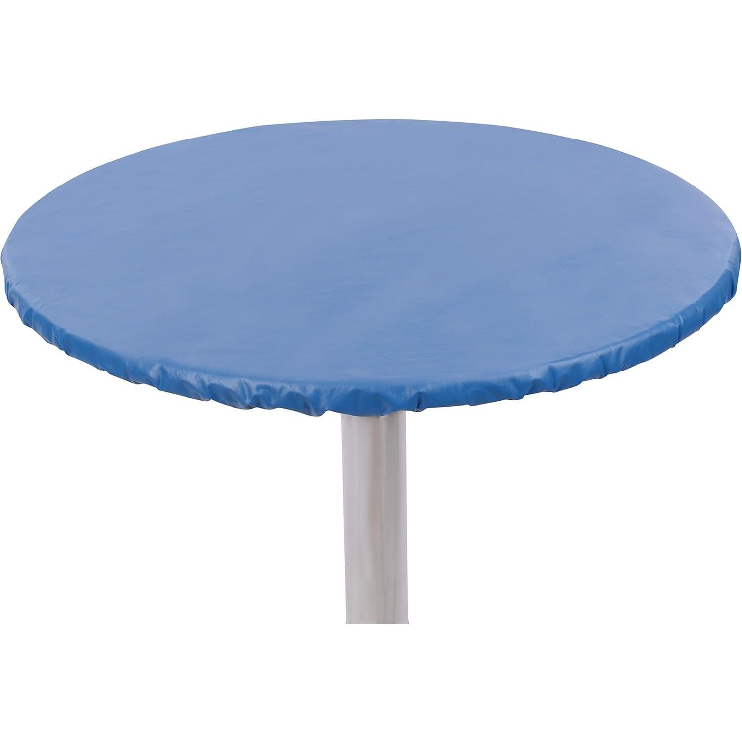 Heavy Duty Vinyl Round Fitted Tablecloth (Table Cover) with Flannel Backing Vibrant Colors Elasticized Tablecloth Great for Indoor and Outdoor Dining