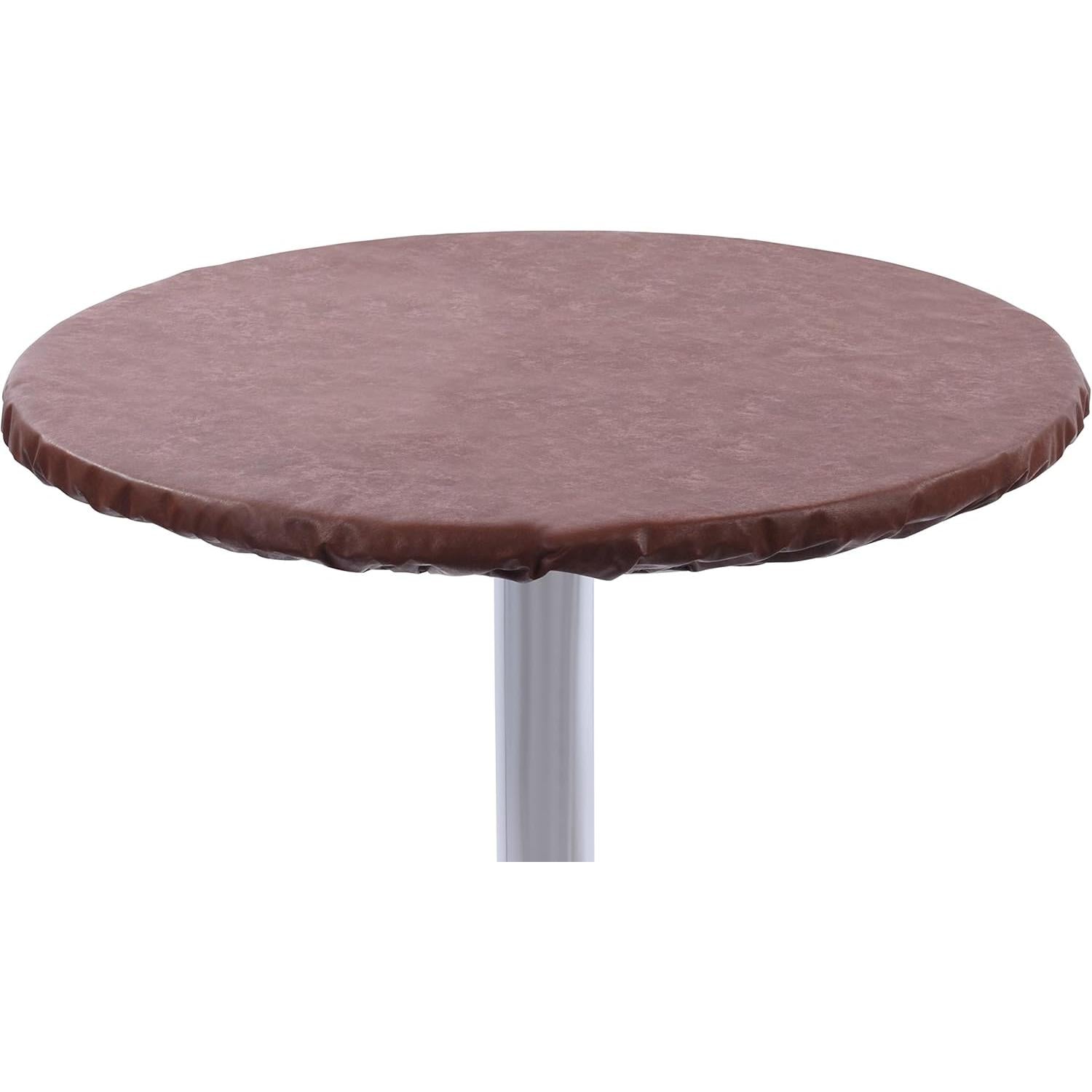 Heavy Duty Vinyl Round Fitted Tablecloth (Table Cover) with Flannel Backing Vibrant Colors Elasticized Tablecloth Great for Indoor and Outdoor Dining