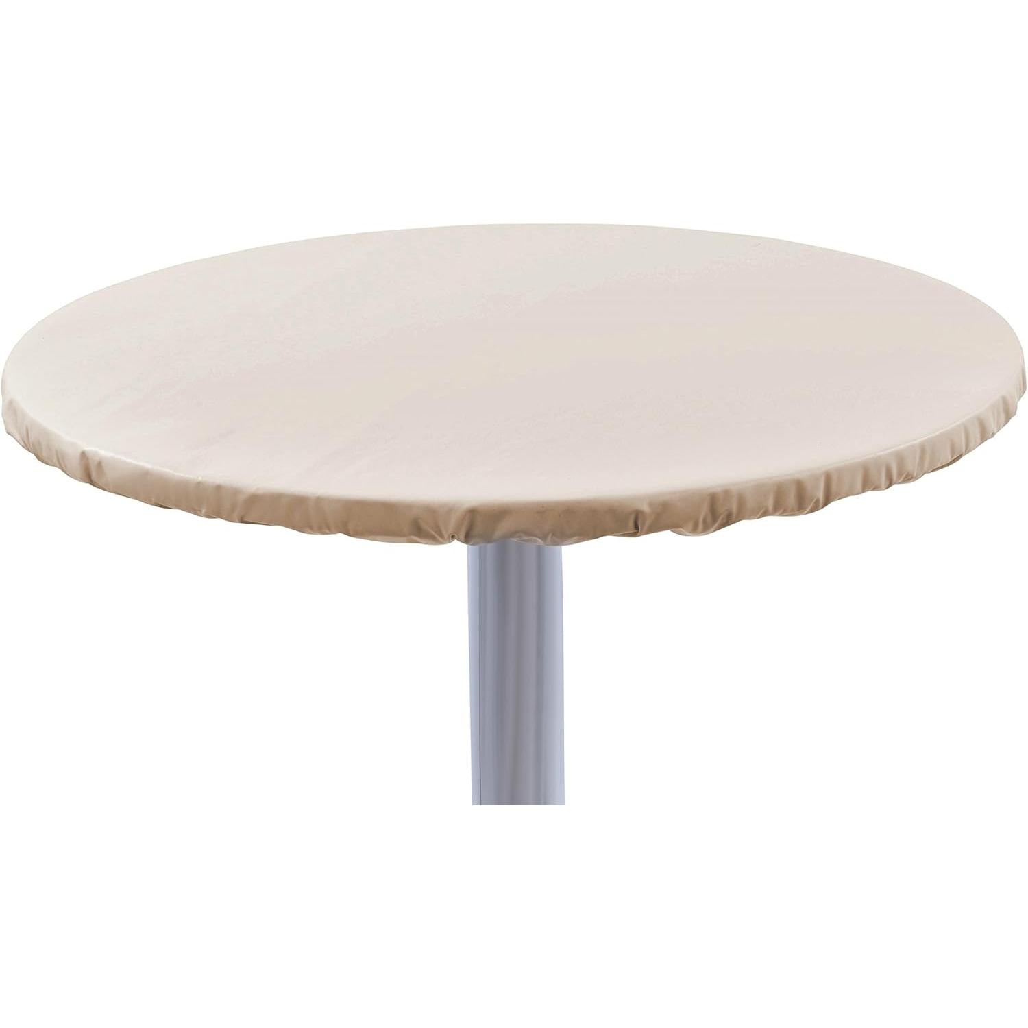 Heavy Duty Vinyl Round Fitted Tablecloth (Table Cover) with Flannel Backing Vibrant Colors Elasticized Tablecloth Great for Indoor and Outdoor Dining