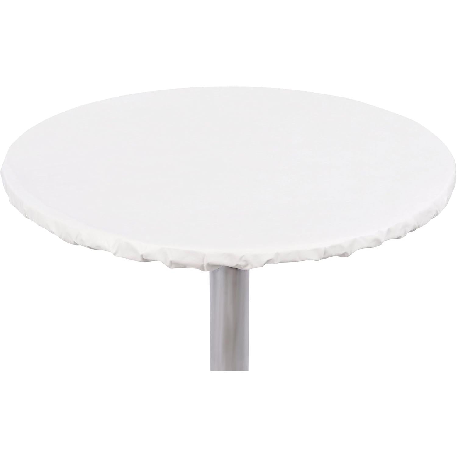 Heavy Duty Vinyl Round Fitted Tablecloth (Table Cover) with Flannel Backing Vibrant Colors Elasticized Tablecloth Great for Indoor and Outdoor Dining